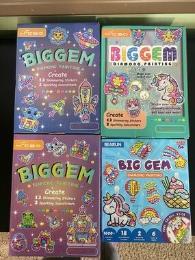 4 brand new Big Gem Diamond Painting Sticker Kits